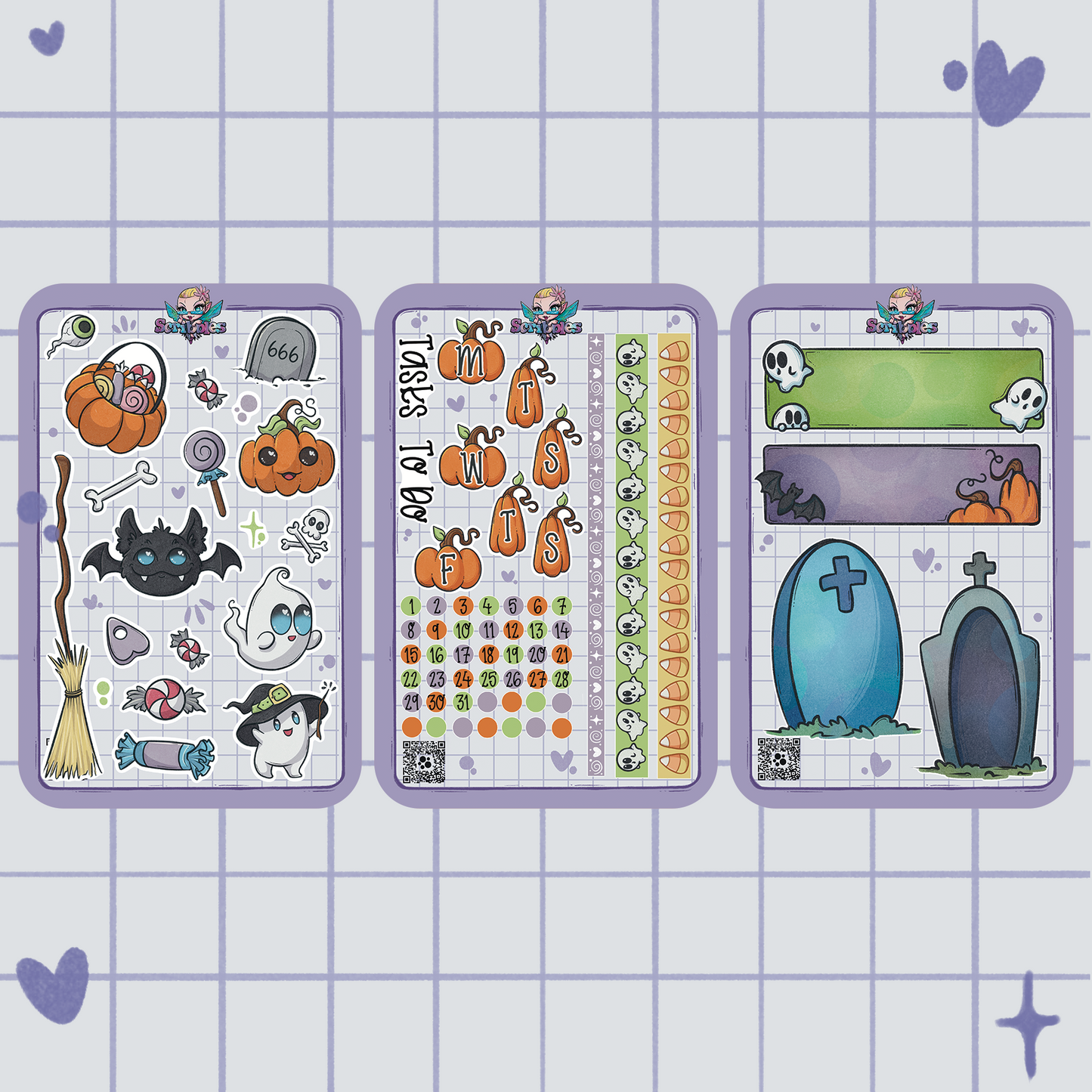 Halloween Collection 3 Sheet Monthly Kit Sticker Sheets