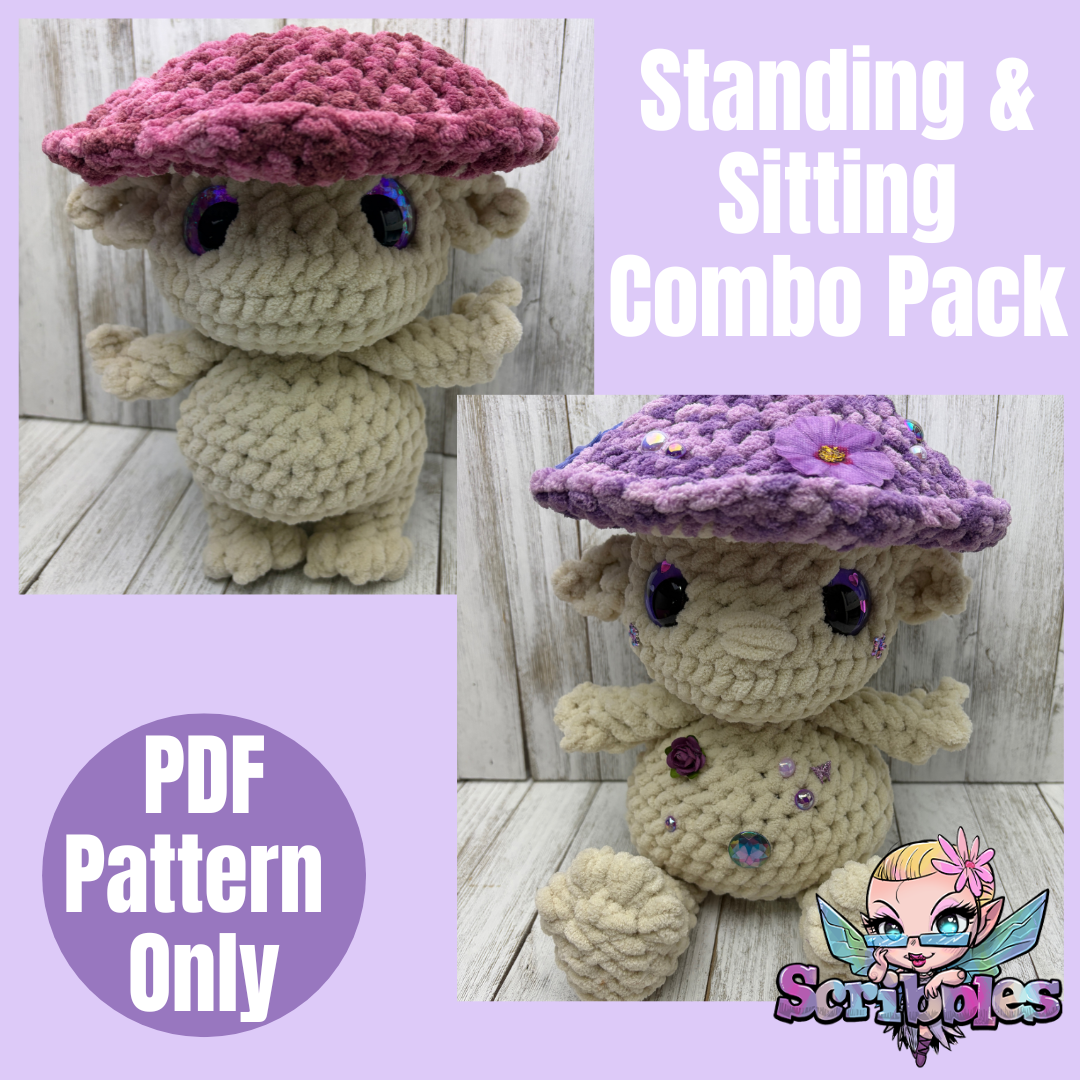 Standing & Sitting Mushroom Crochet Pattern PDF Combo
