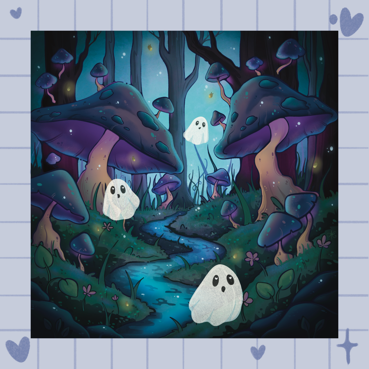 Ghosts in Mushroom Forest Print