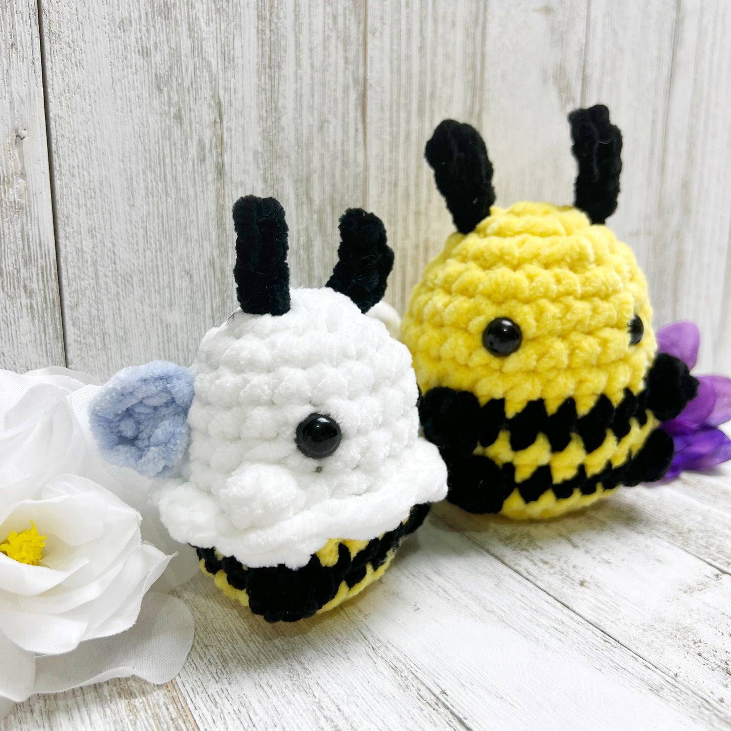 No Sew Chonky & Skinny Bees with Boo-Bee Mods Amigurumi Plush Pattern PDF