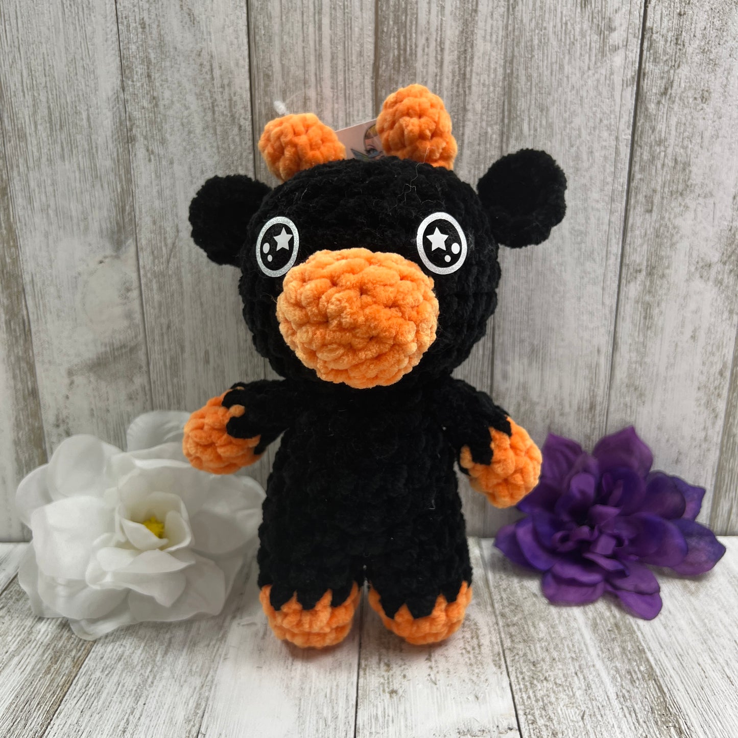 Black and Orange Cow Plush | Ready to Ship