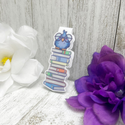 Little Owl Bird on Books Magnetic Bookmark