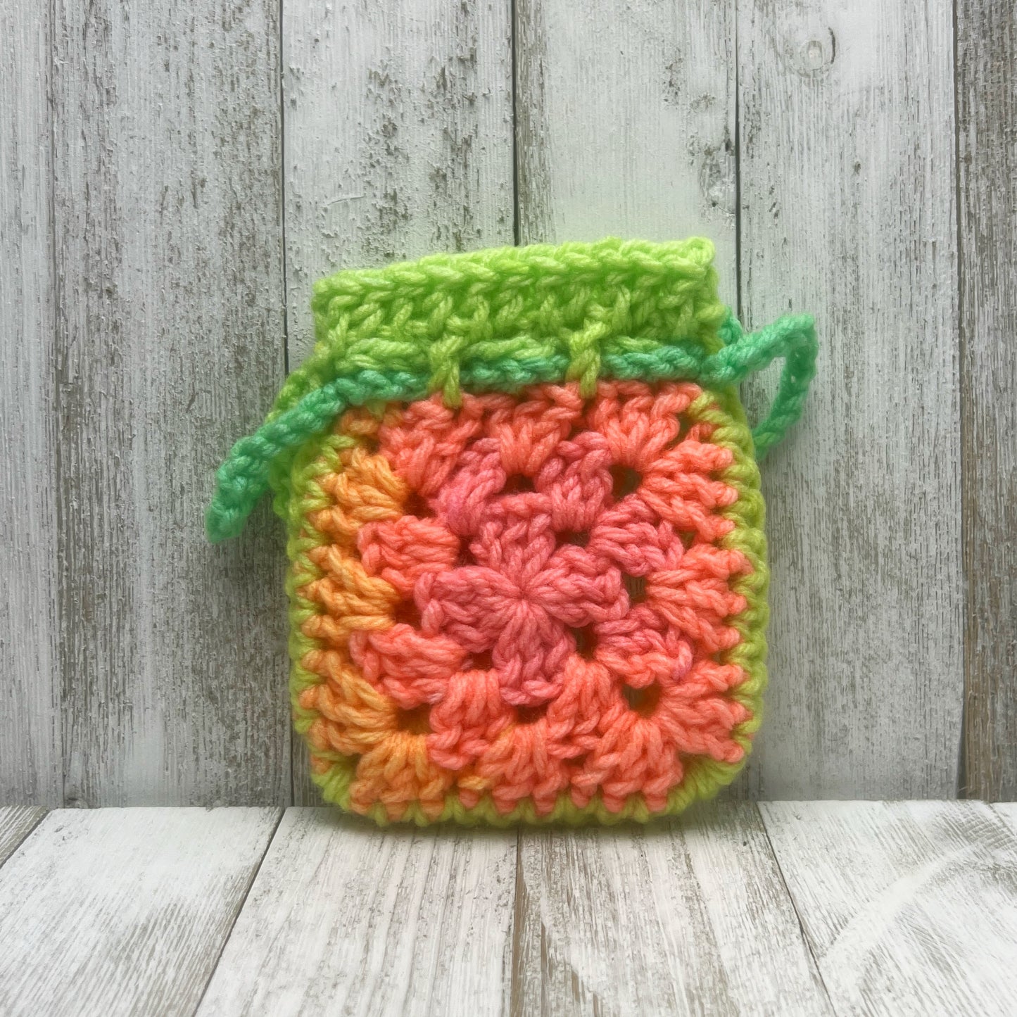 Small Granny Square Drawstring Pouch