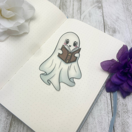 Ghost Reading a Book 2.75x4.75" Transparent Bookmark