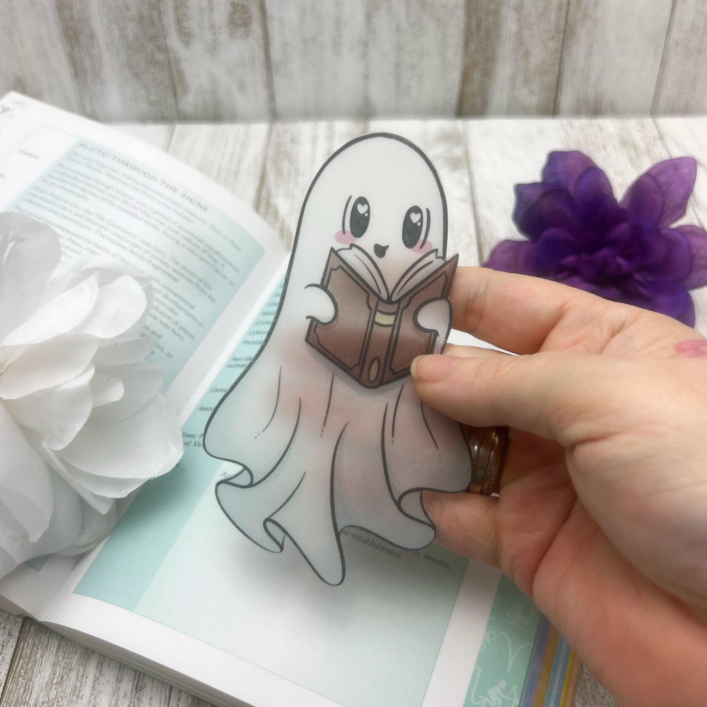 Ghost Reading a Book 2.75x4.75" Transparent Bookmark