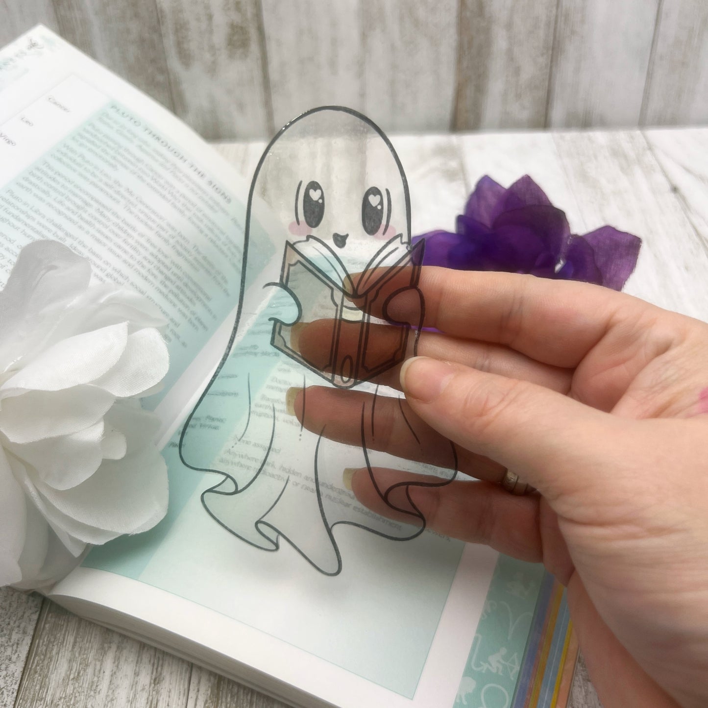 Ghost Reading a Book 2.75x4.75" Transparent Bookmark