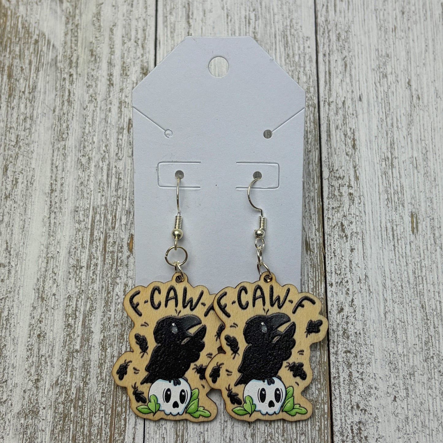 F-CAW-F Crow Earrings