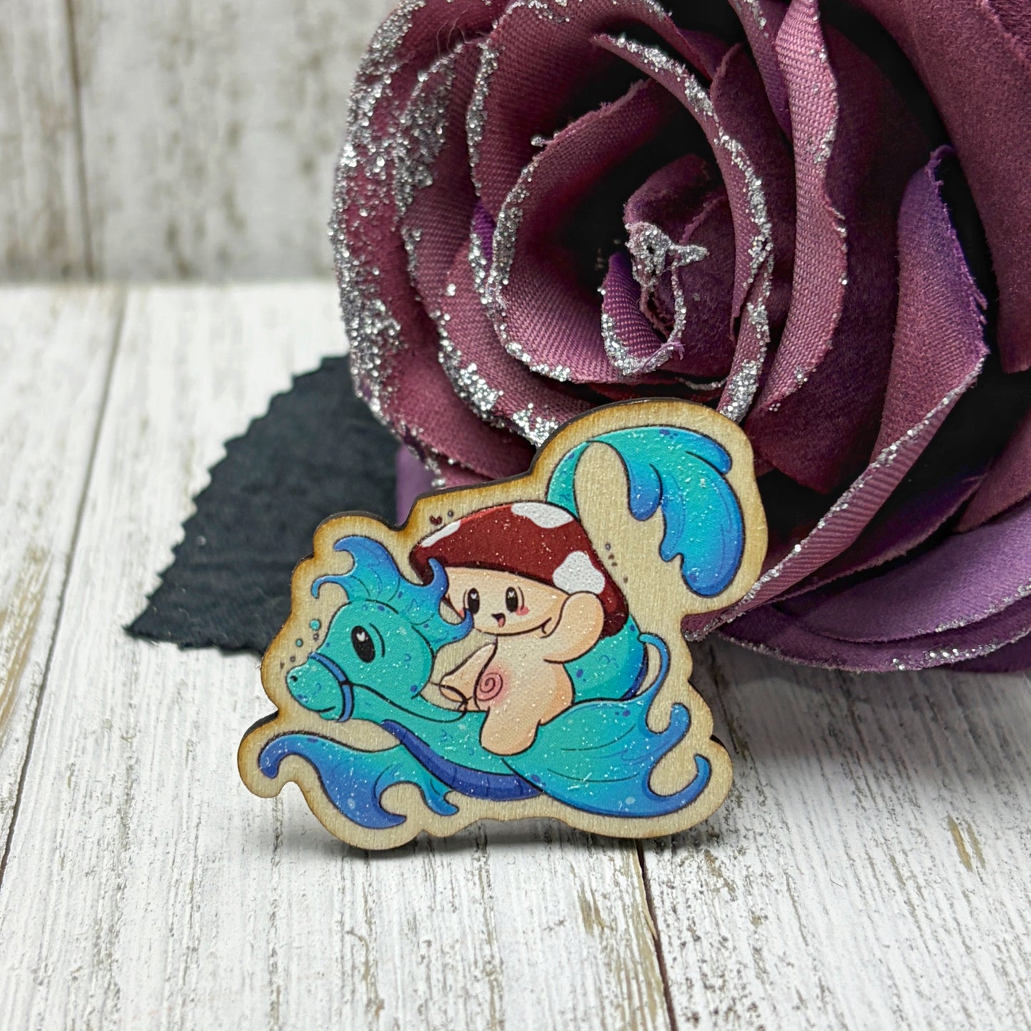 Shroomie Dragon Rider Wooden Pin