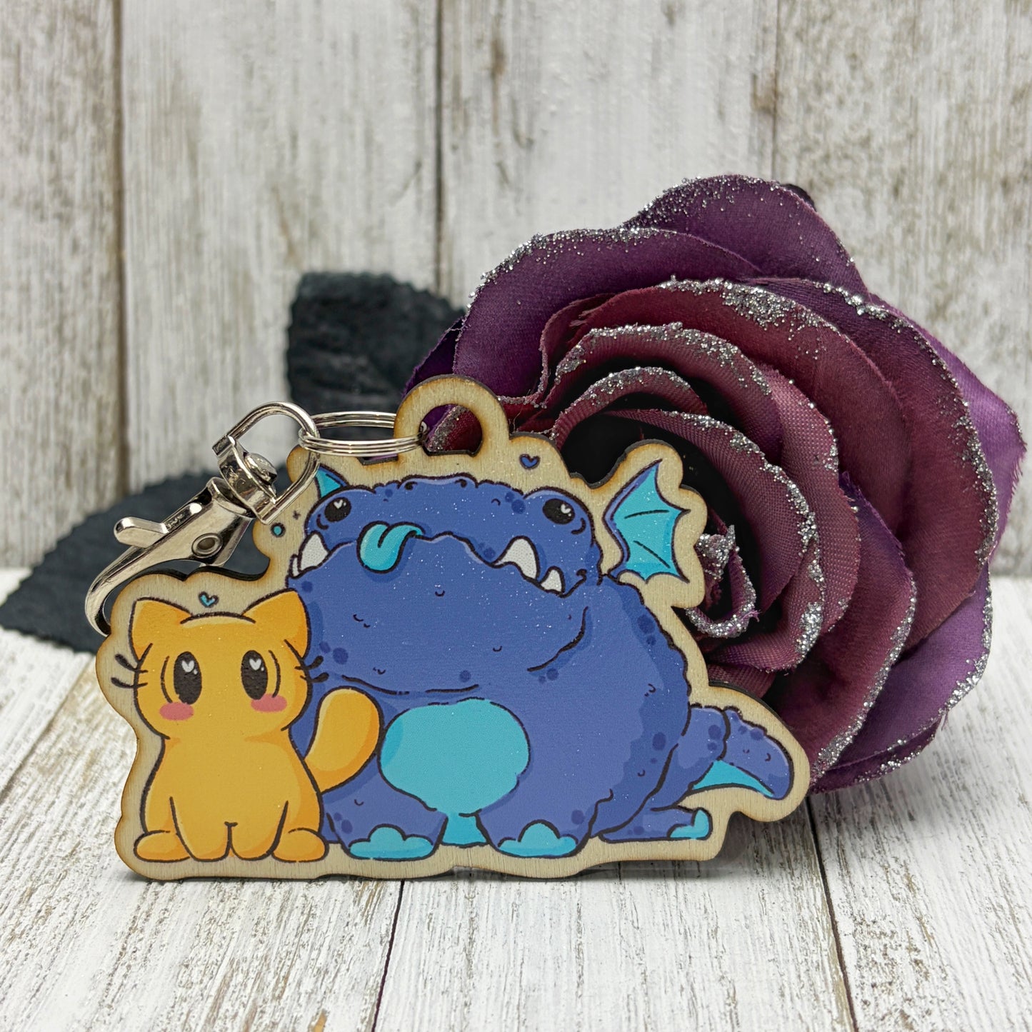 Gingie Dragon Rider Wooden Keychain