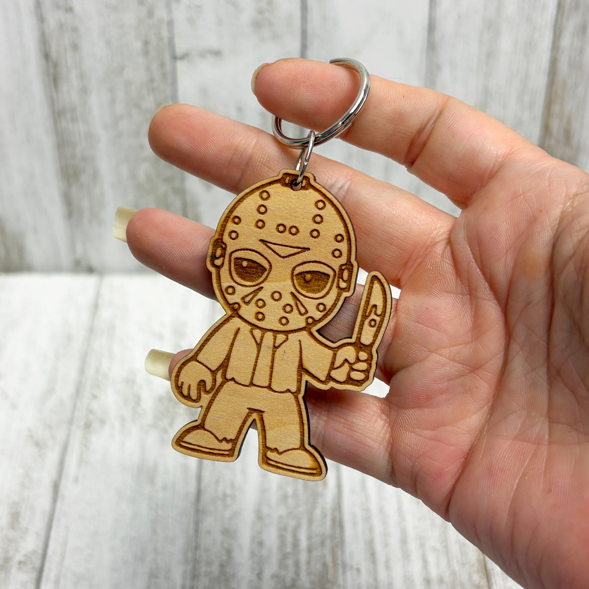 Jason Serial Killer Wooden Keychain