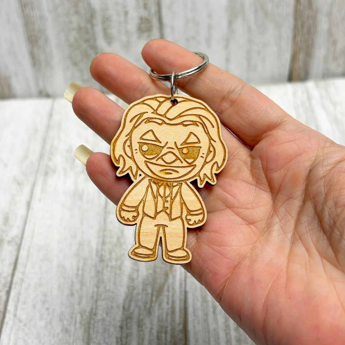 Joker Serial Killer Wooden Keychain