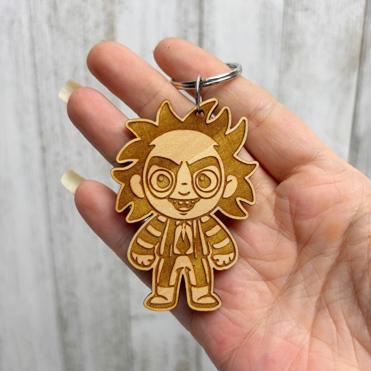Beetlejuice Wooden Keychain