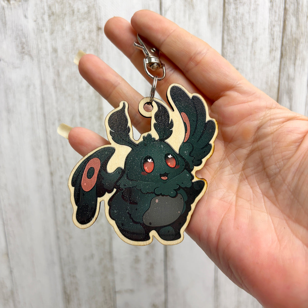 Mothman Wooden Keychain