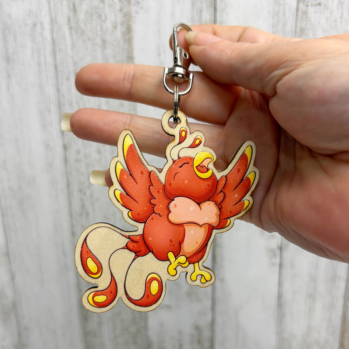 Phoenix Wooden Keychain