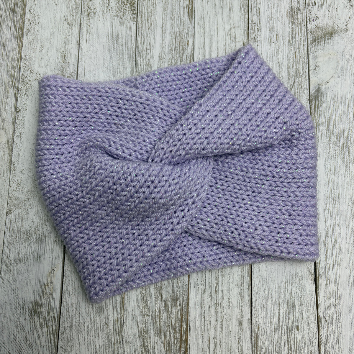 Purple Sparkle Twisted Knit Ear Warmer