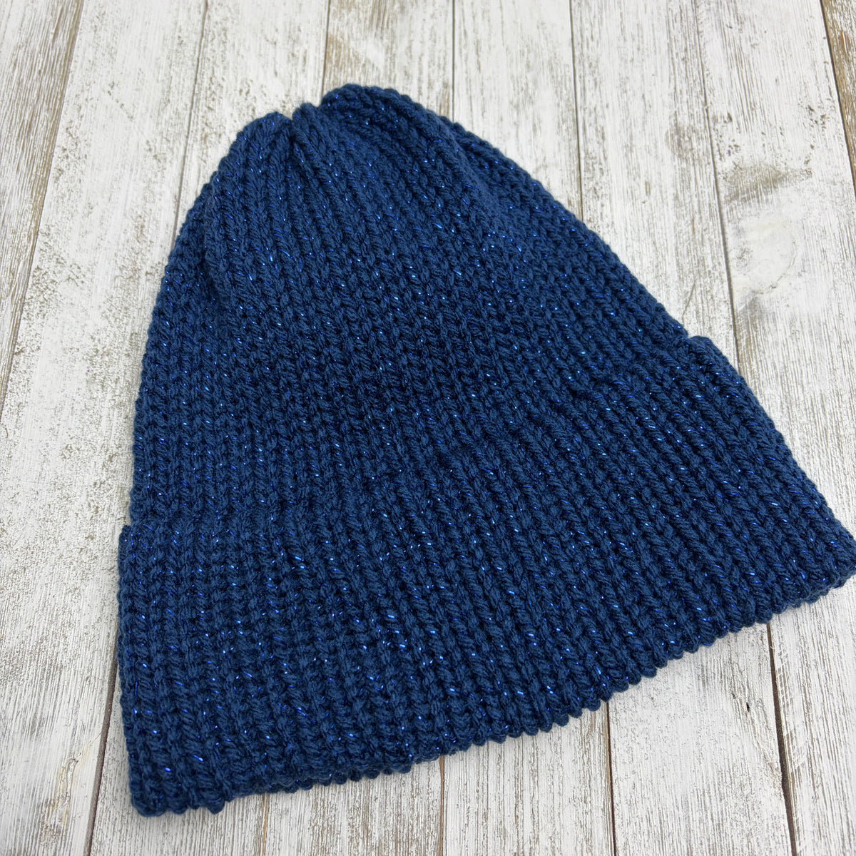 Blue Twinkle Single Layer Knit Beanie with Brim