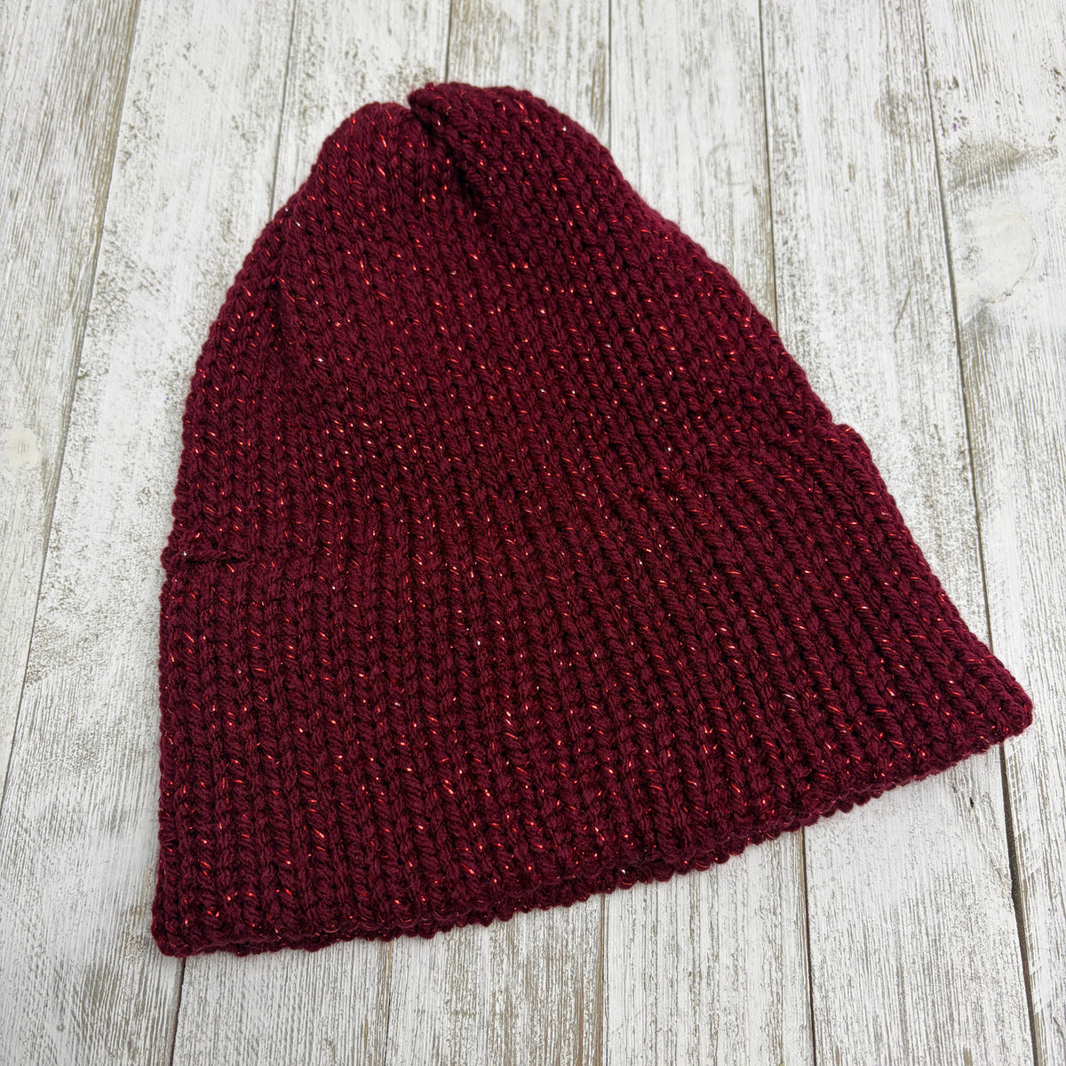 Red Twinkle Single Layer Knit Beanie with Brim