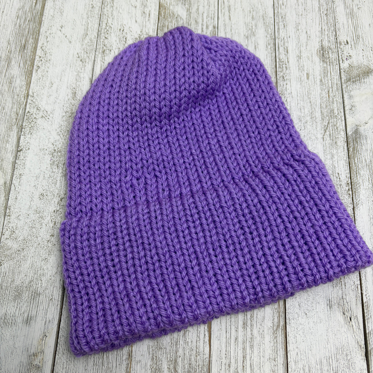 Vivid Purple Single Layer Knit Beanie with Brim