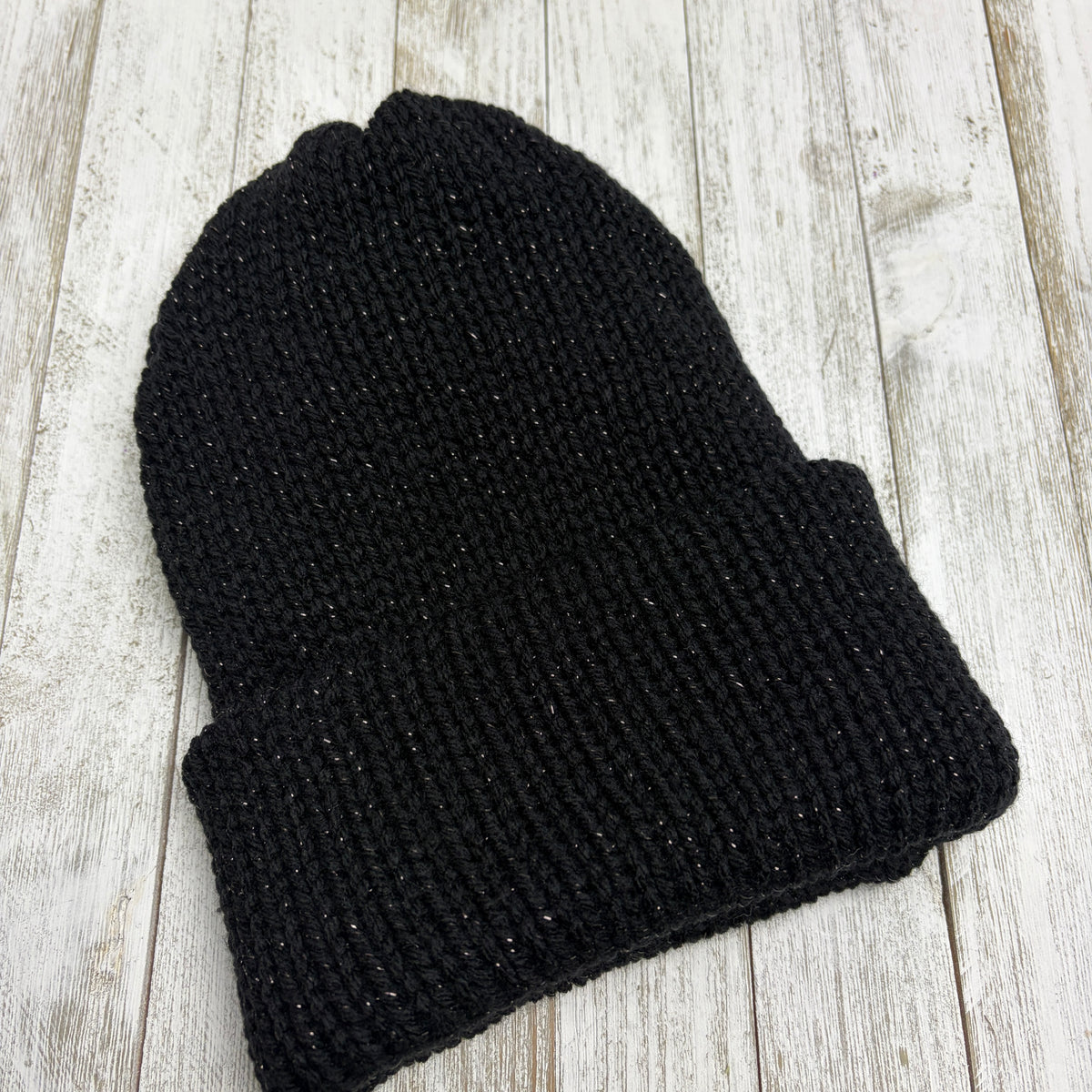 Black Twinkle Double Layer Knit Beanie