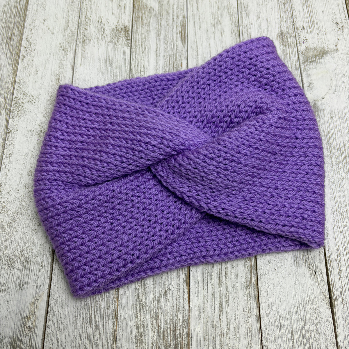 Vivid Purple Twisted Knit Ear Warmer
