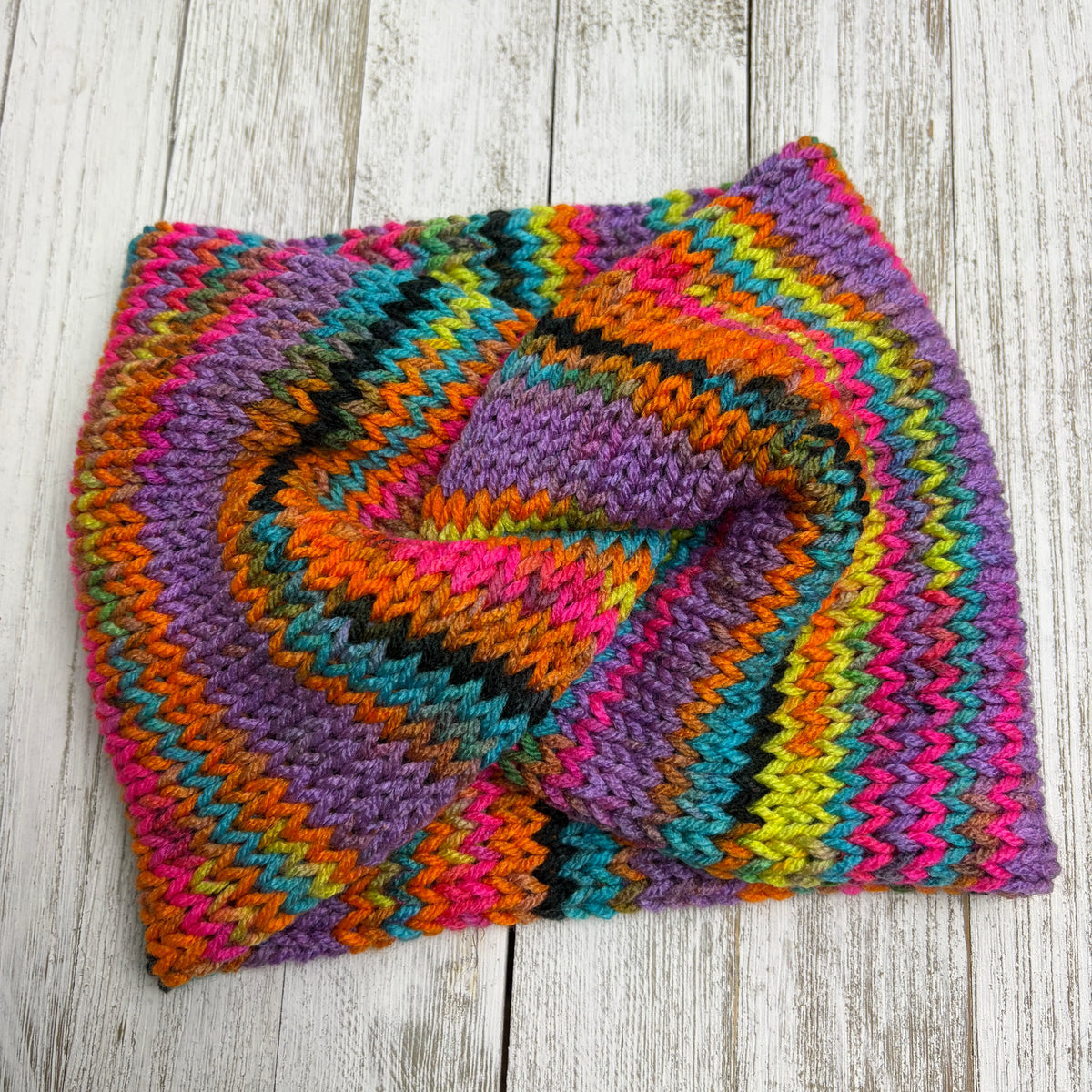 Rainbow Galaxy Twisted Knit Ear Warmer