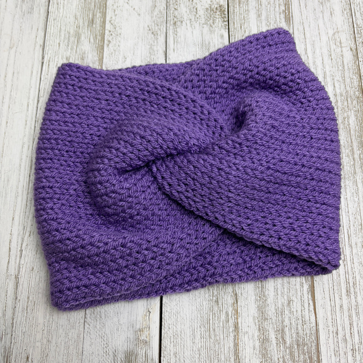 Purple Twisted Knit Ear Warmer