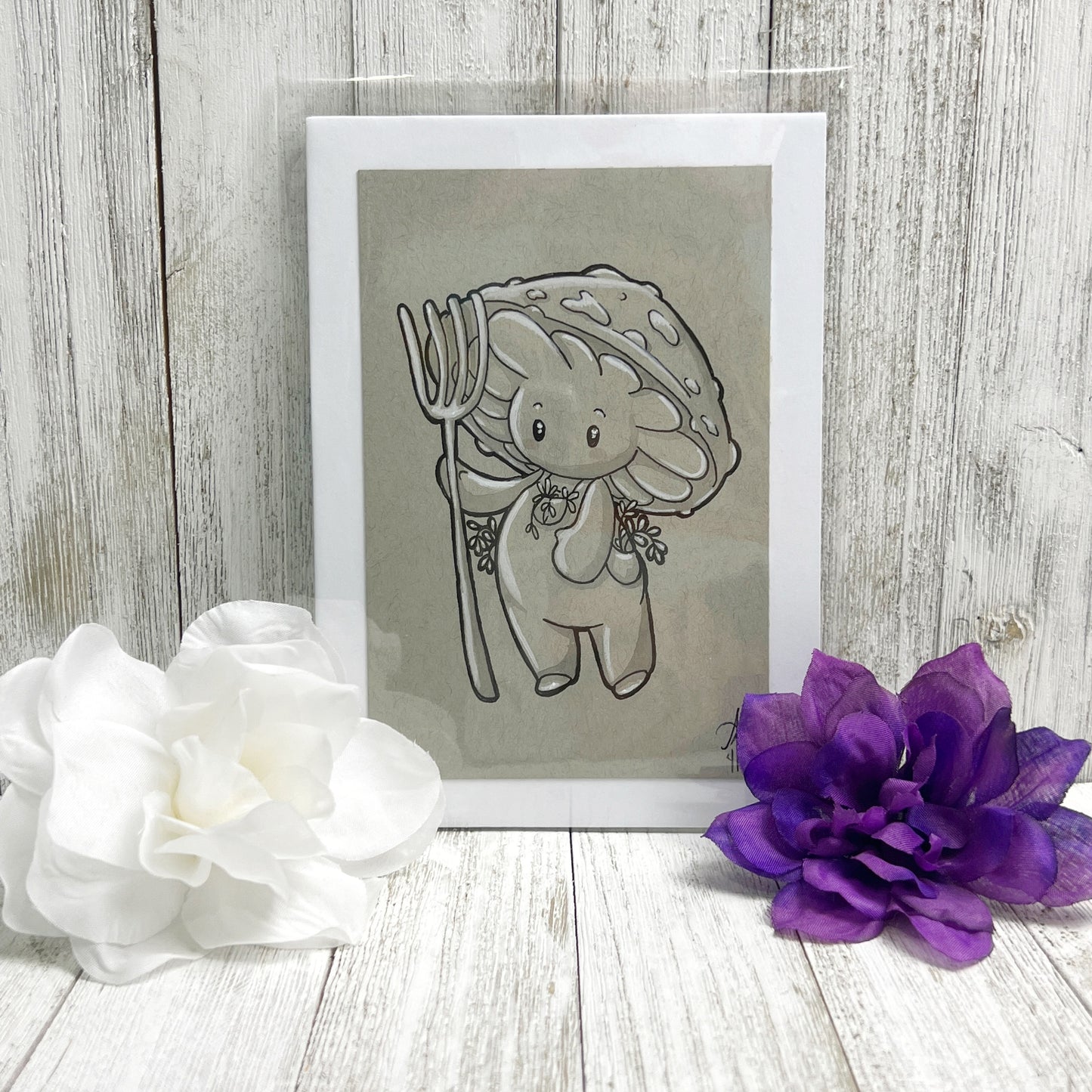 Mushroom Boy in Overalls Mini Originals 4x6