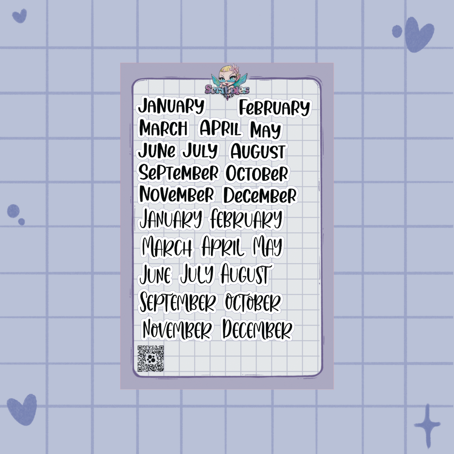 Monthly Headers Planner Sticker Sheet