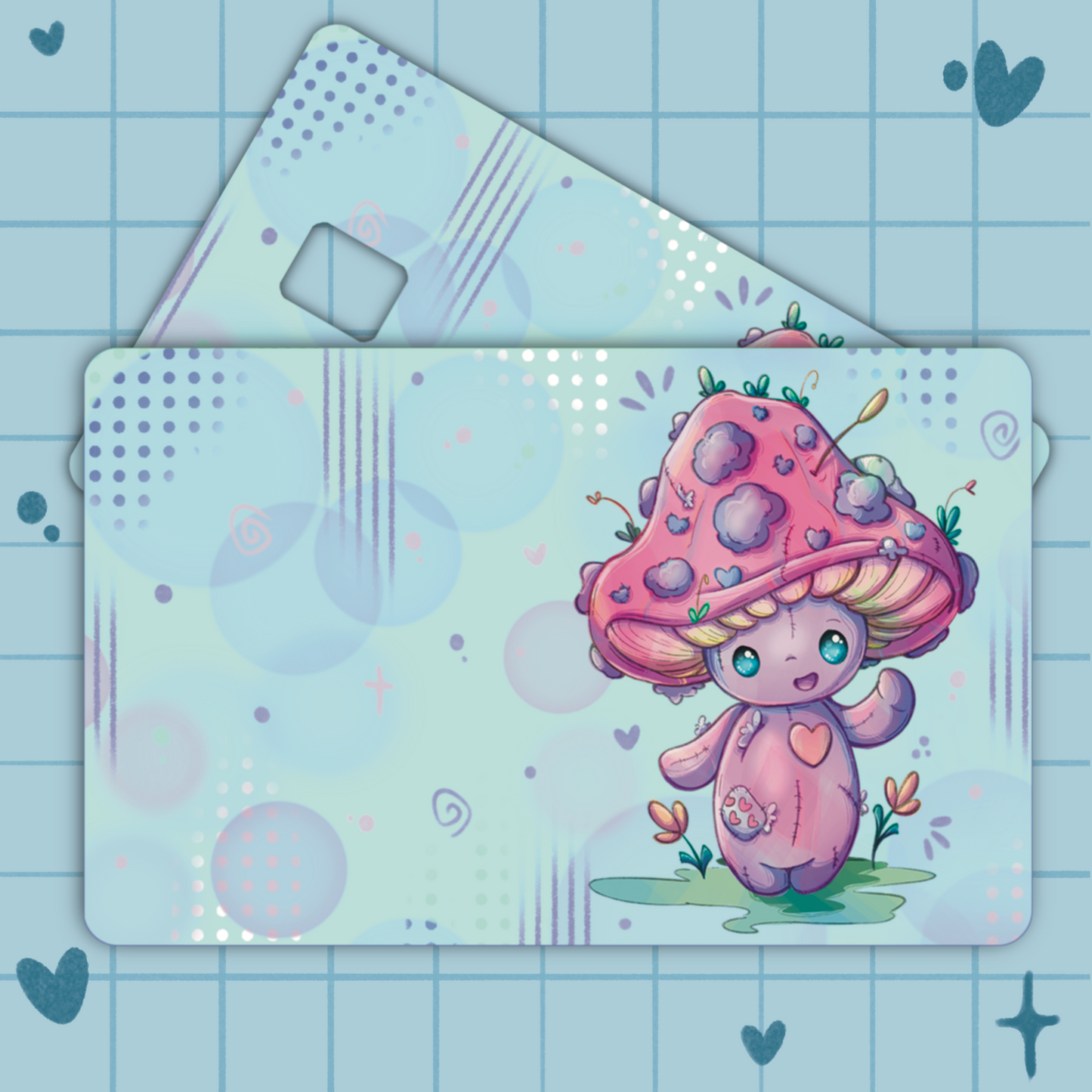 Pink Voodoo Mushroom Credit Card Cover Sticker