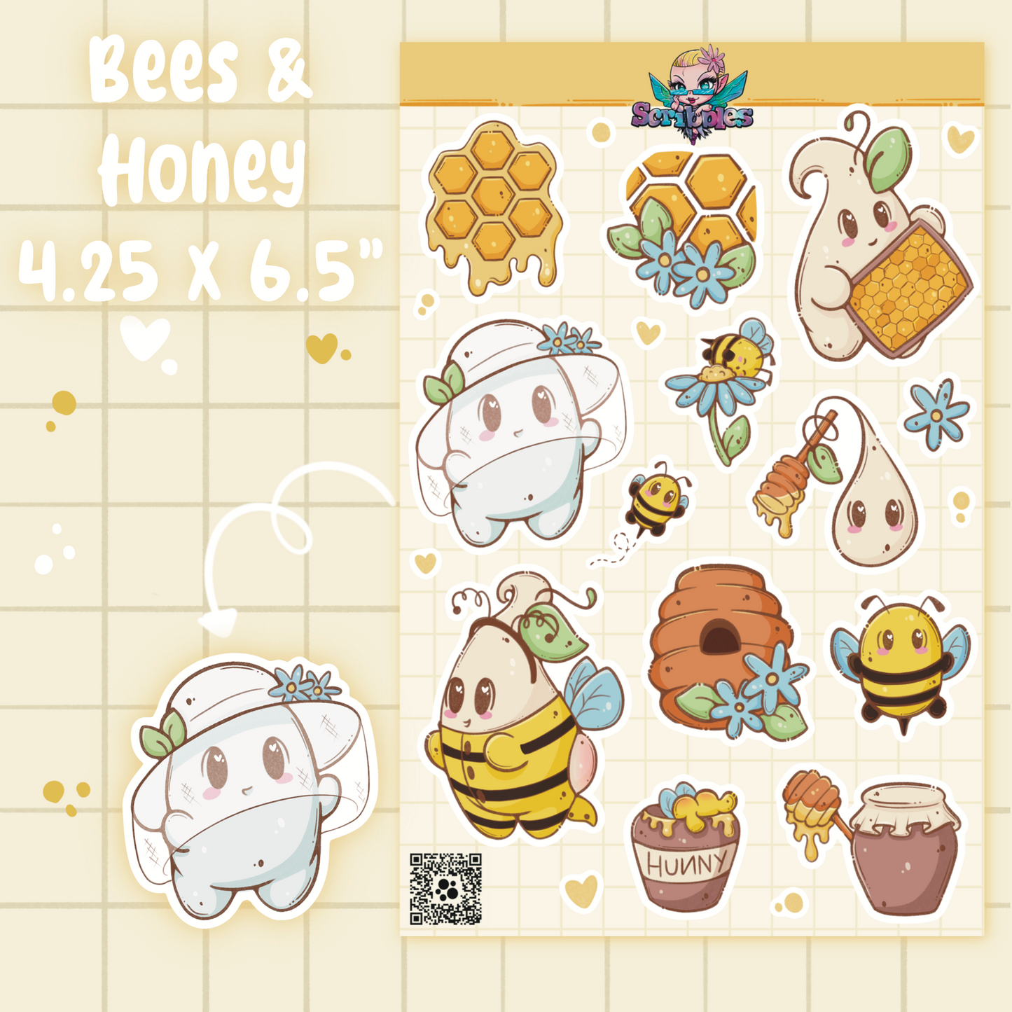 Bees & Honey Sticker Sheet Kit & Individual Sheets