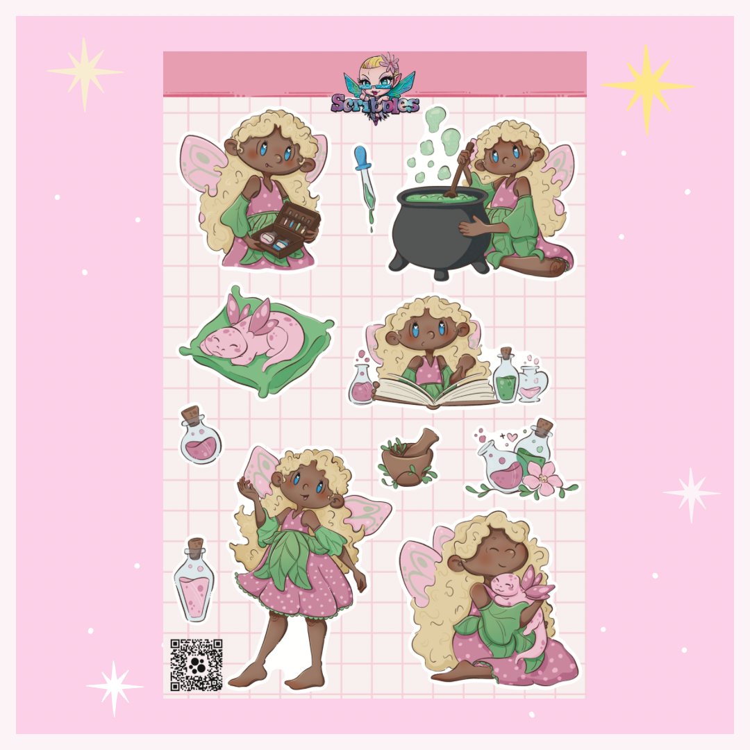 Pippa the Fairy and Bubbles the Salamander Sticker Sheet