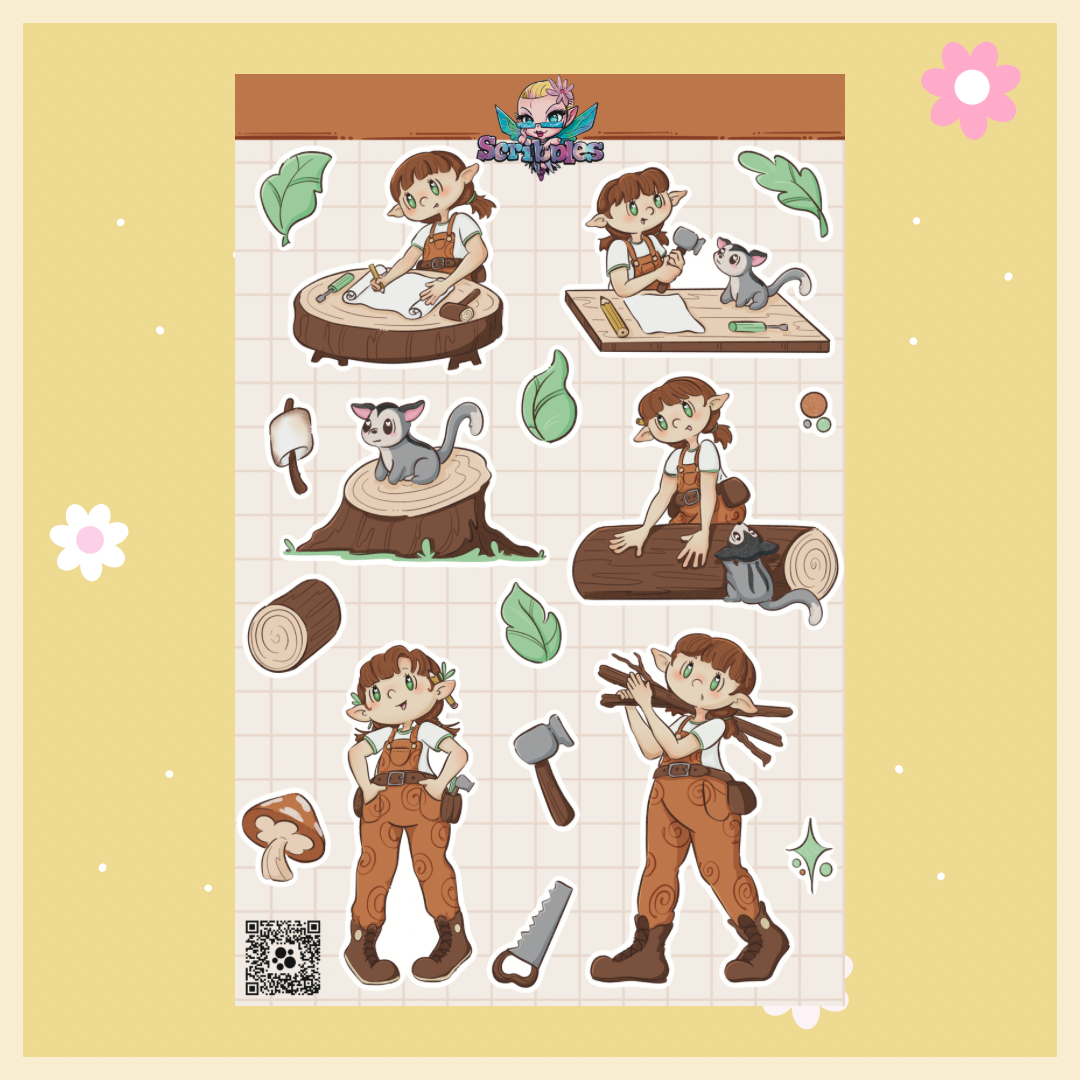 Aspen the Elf and Sly the Flying Squirrel Sticker Sheet