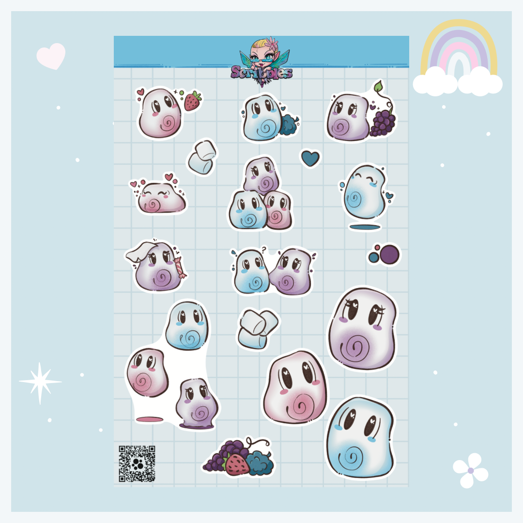 The Mini Mallows Marshmallow Sprites Sticker Sheet