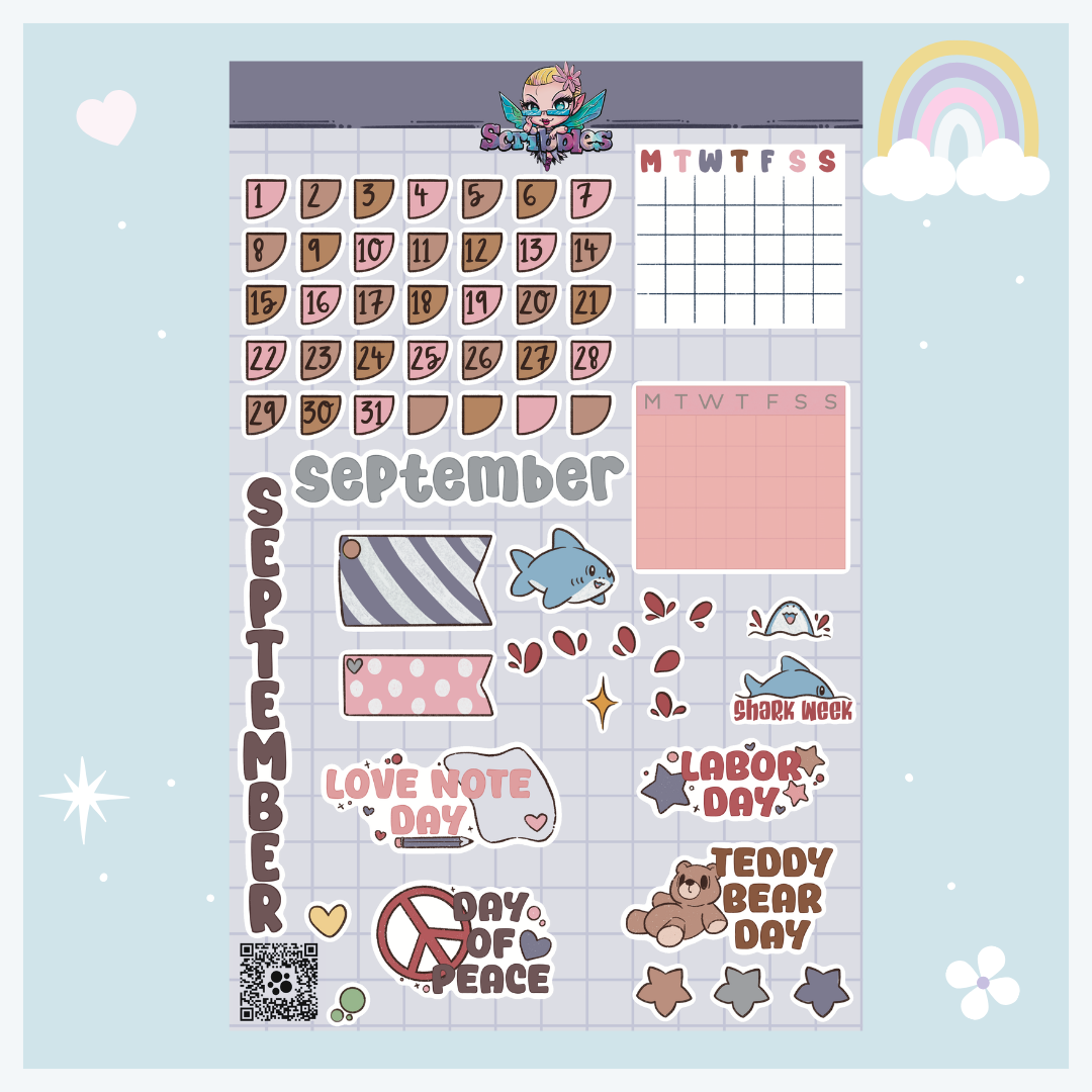 September Cryptid Hunters Sticker Sheet Kit & Individual Sheets 2027 & Undated