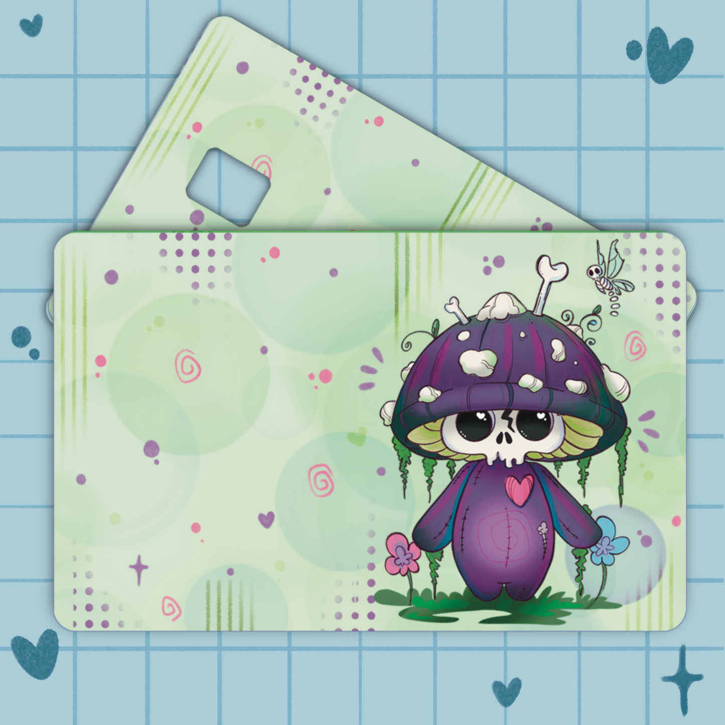 Skully Mushroom Credit Card Cover Sticker