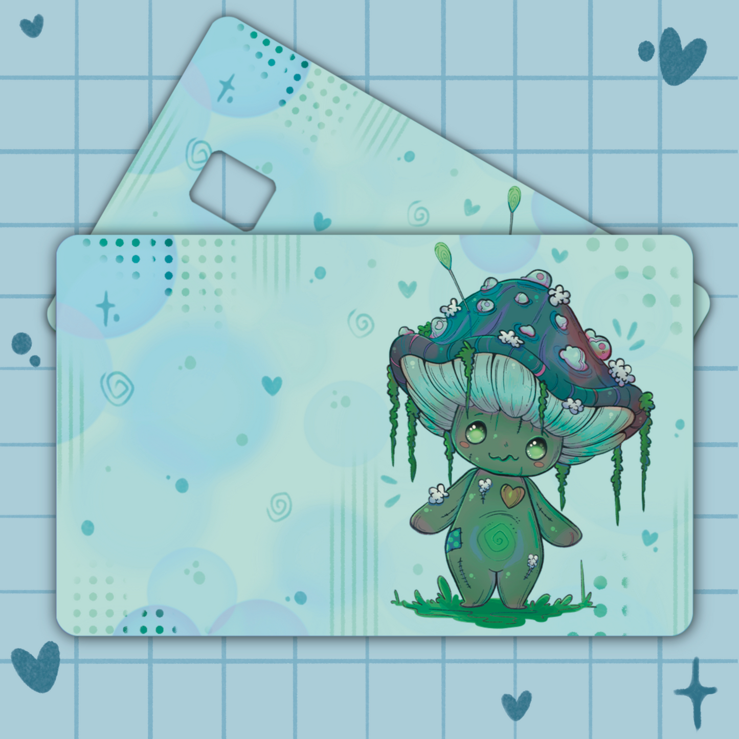 Green Voodoo Mushroom Credit Card Cover Sticker