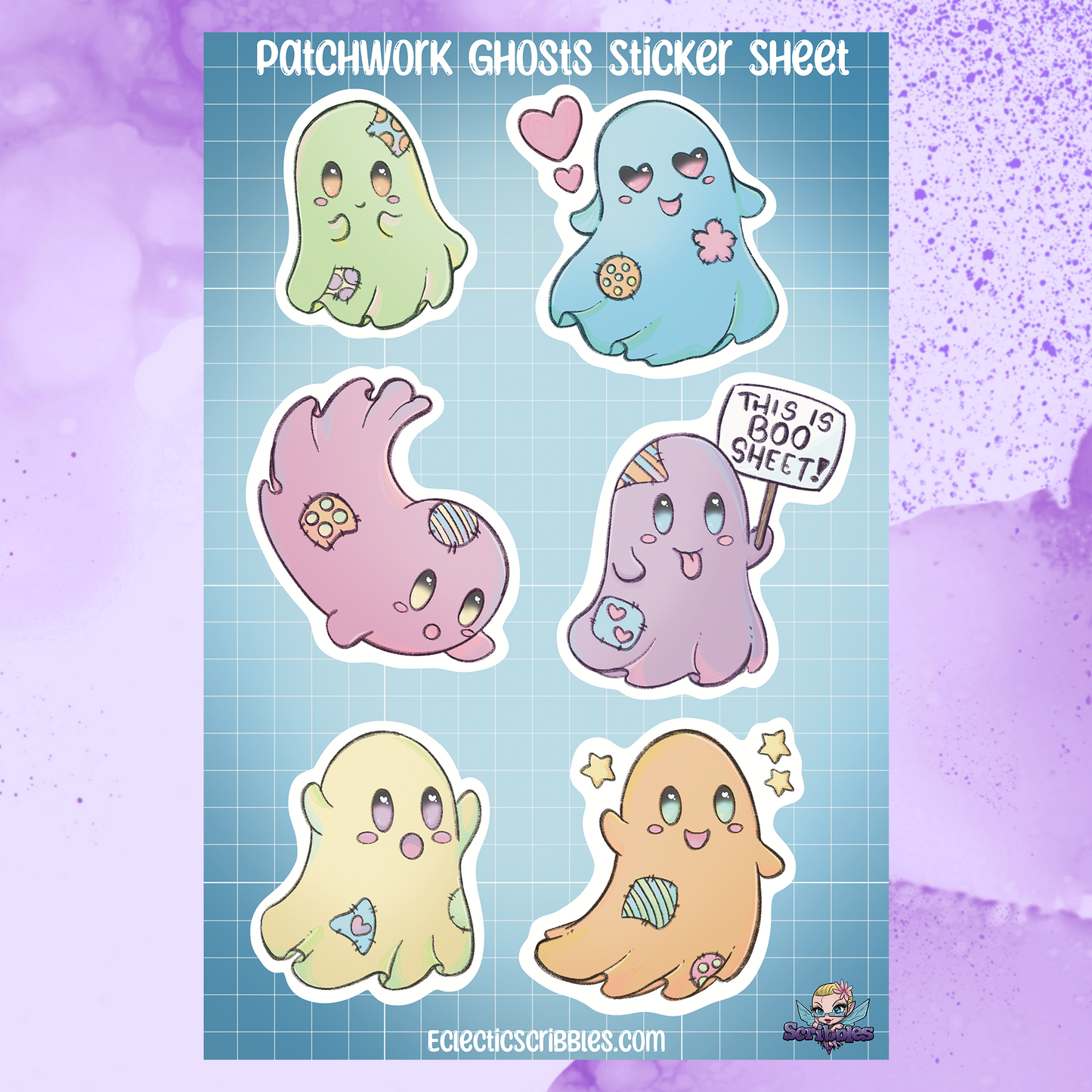 Patchwork Ghosts Sticker Sheet