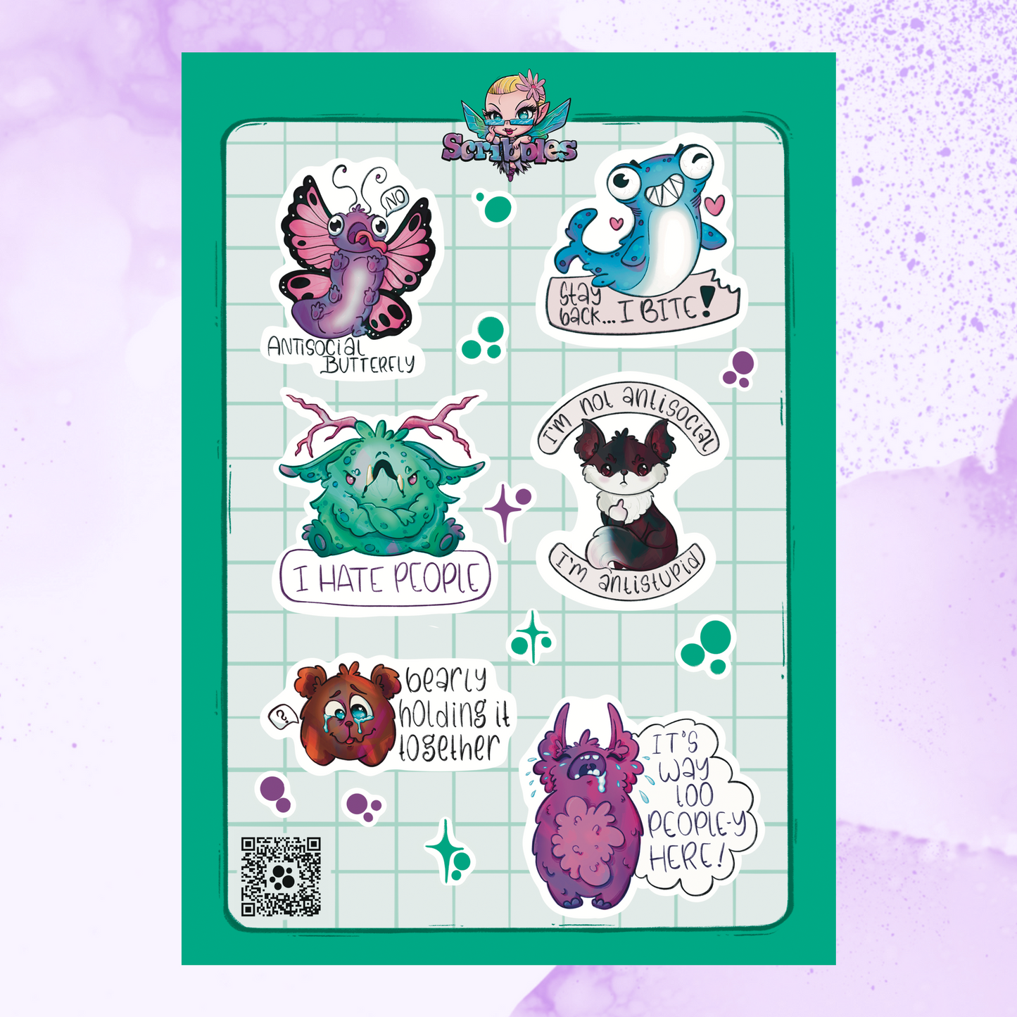 Antisocial Monster Sticker Sheet