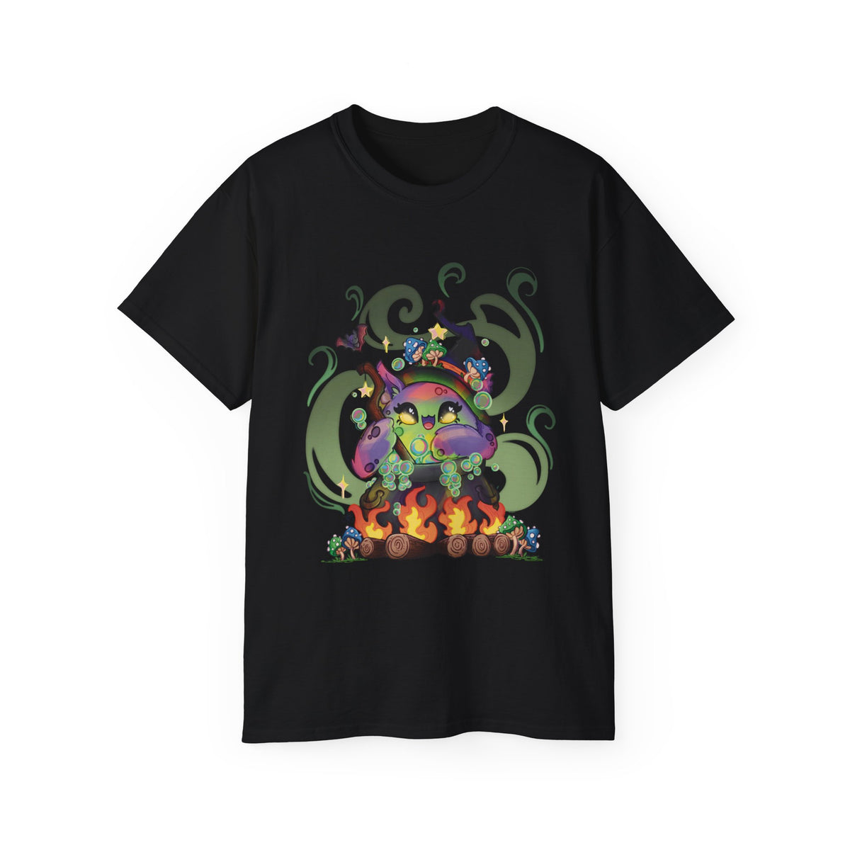 Witchy Cauldron Monster Graphic Tee — Halloween Shirt