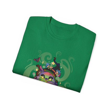 Witchy Cauldron Monster Graphic Tee — Halloween Shirt
