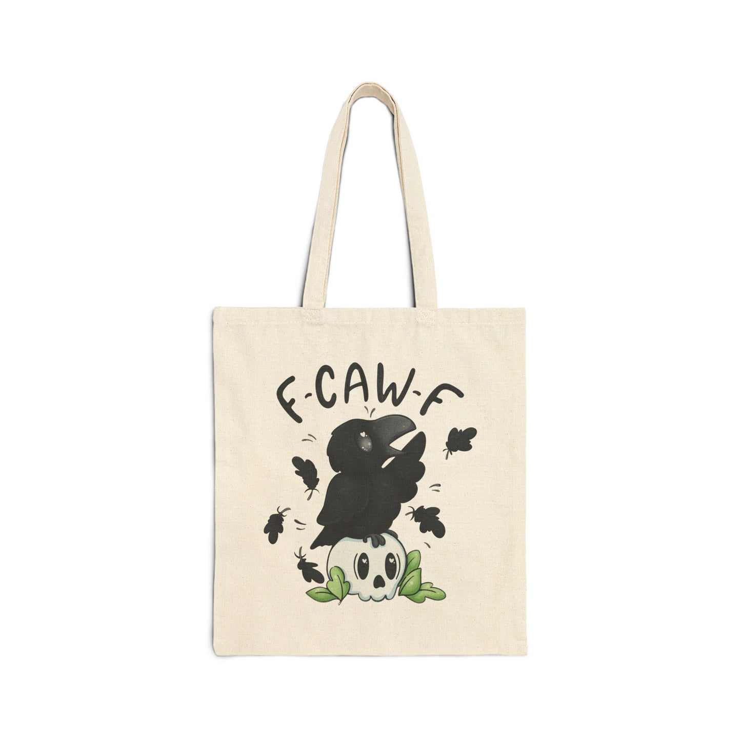 F-Caw-F Crow and Skull Charming Cotton Canvas Tote Bag, Eco-Friendly Shopping Bag, Cute Gift for Animal Lovers, Halloween Tote, Everyday Carryall