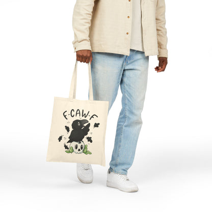F-Caw-F Crow and Skull Charming Cotton Canvas Tote Bag, Eco-Friendly Shopping Bag, Cute Gift for Animal Lovers, Halloween Tote, Everyday Carryall