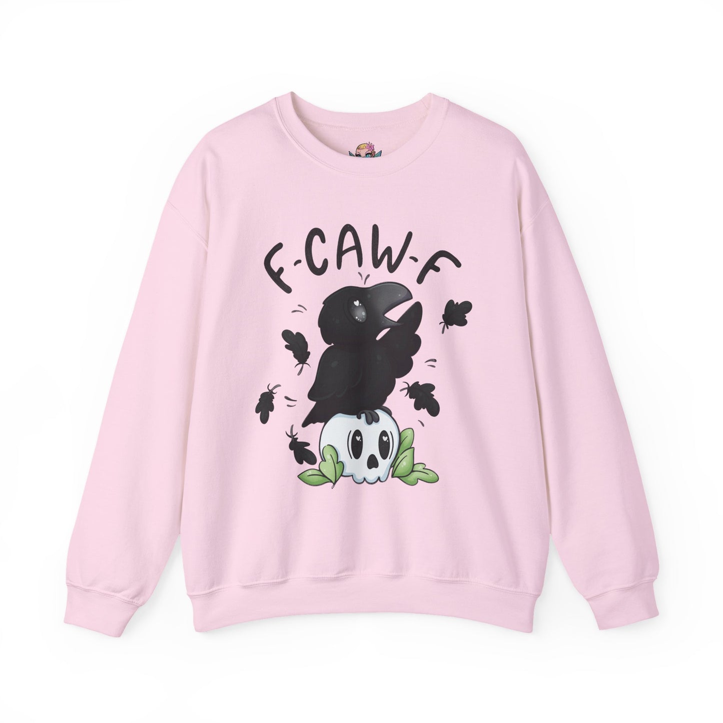 F-Caw-f Cute Crow and Skull Sweatshirt, Unisex Crewneck, Perfect for Halloween, Casual Wear, Cozy Gift for Friends