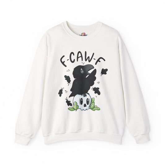 F-Caw-f Cute Crow and Skull Sweatshirt, Unisex Crewneck, Perfect for Halloween, Casual Wear, Cozy Gift for Friends