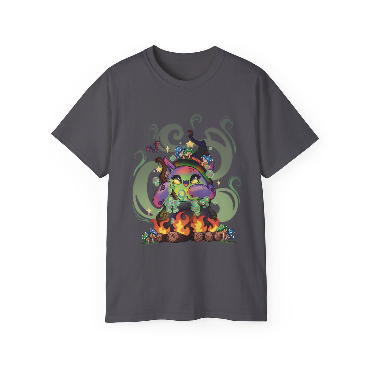 Witchy Cauldron Monster Graphic Tee — Halloween Shirt