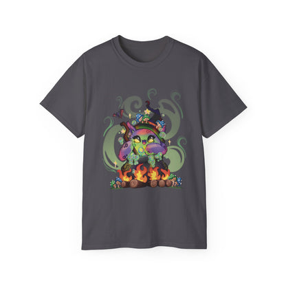 Witchy Cauldron Monster Graphic Tee — Halloween Shirt