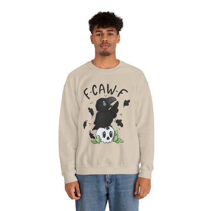 F-Caw-f Cute Crow and Skull Sweatshirt, Unisex Crewneck, Perfect for Halloween, Casual Wear, Cozy Gift for Friends