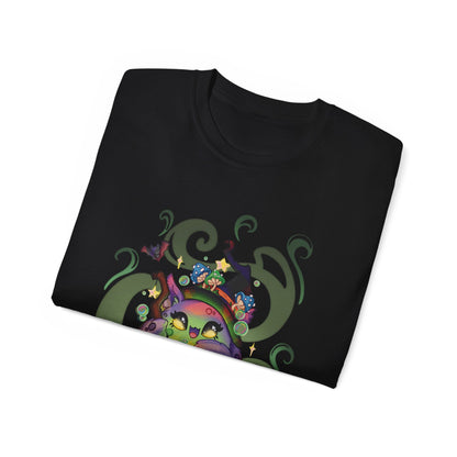 Witchy Cauldron Monster Graphic Tee — Halloween Shirt