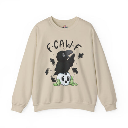F-Caw-f Cute Crow and Skull Sweatshirt, Unisex Crewneck, Perfect for Halloween, Casual Wear, Cozy Gift for Friends