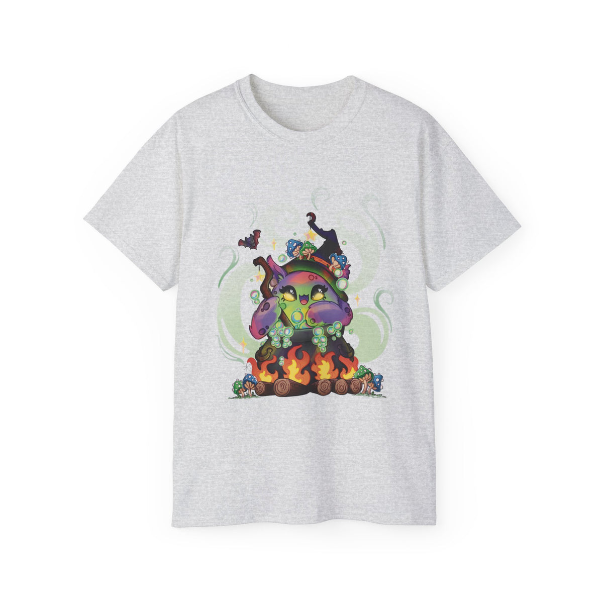 Witchy Cauldron Monster Graphic Tee — Halloween Shirt
